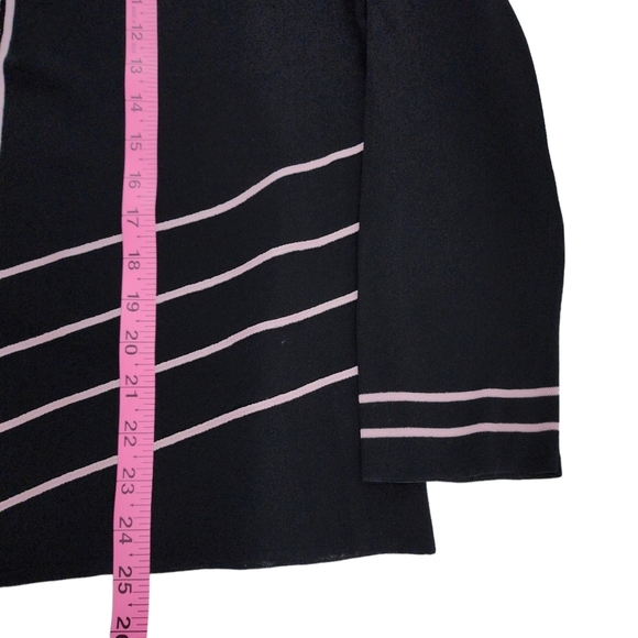 Ming Wang Open Cardigan Black With Pink Trim Large l - Picture 7 of 9